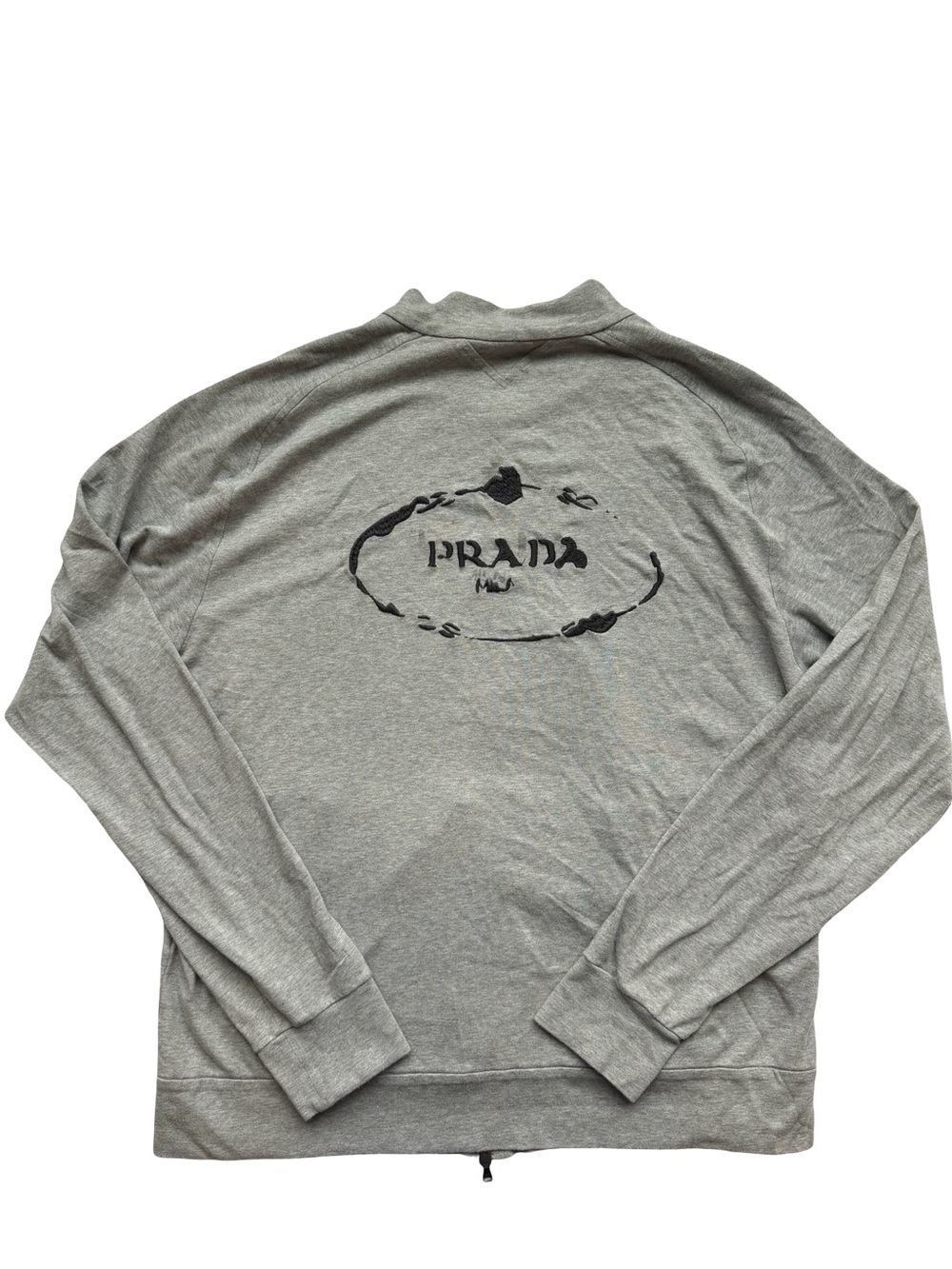 Prada Men's Grey Logo Zip Up Sweatshirt